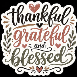 Thankful grateful and blessed script sticker