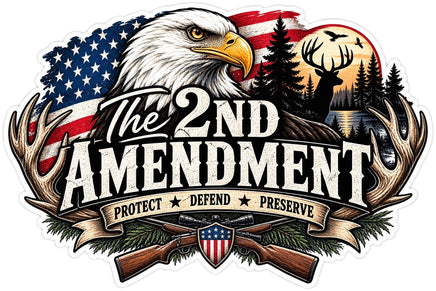 The 2nd Amendment protect defend preserve sticker with eagle and American flag