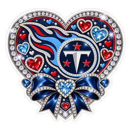 Titans Jeweled Heart - Tennessee Titans NFL Sticker - waterproof vinyl decal