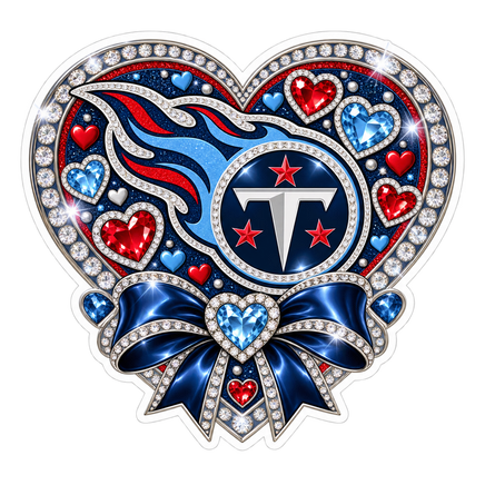 Titans Jeweled Heart - Tennessee Titans NFL Sticker - waterproof vinyl decal