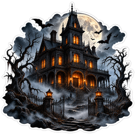 Victorian Haunted Mansion - Halloween Sticker - waterproof vinyl decal
