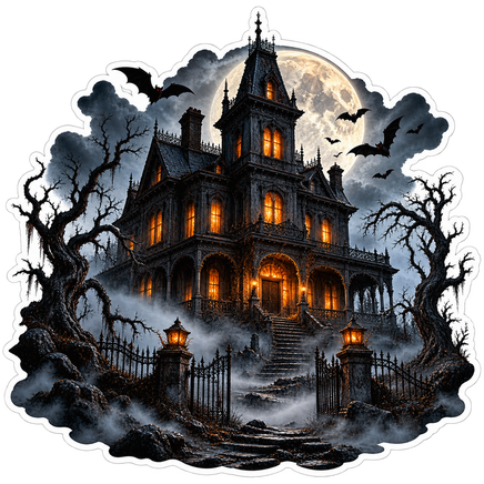 Victorian Haunted Mansion - Halloween Sticker - waterproof vinyl decal