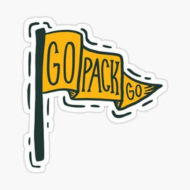 Go Pack Go Flag - Green Bay Packers - NFL Football - Sports Decal - Sticker