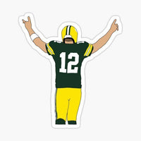 
              Aaron #12 Hands Up - Green Bay Packers - NFL Football - Sports Decal - Sticker
            